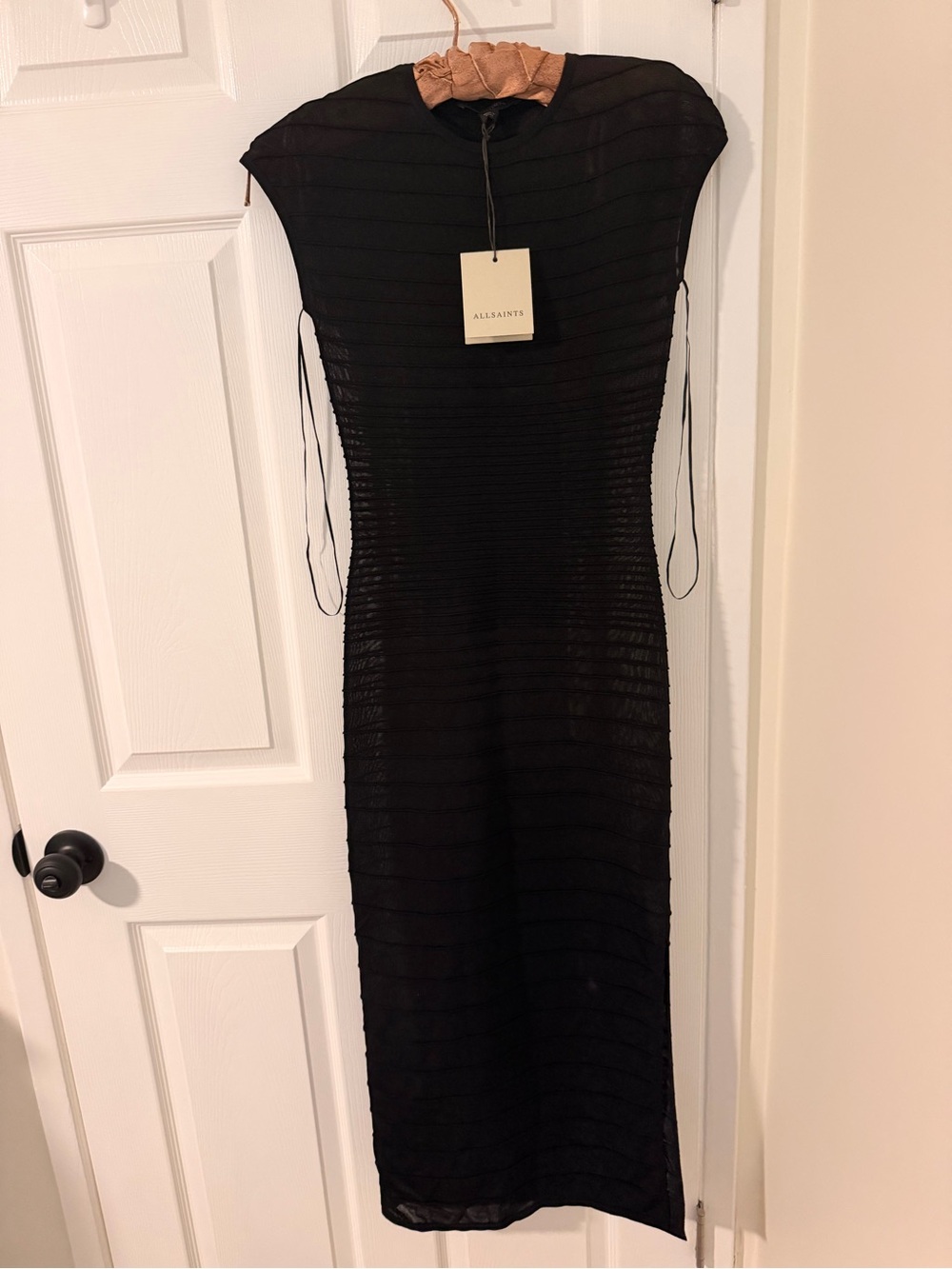 All Saints Black Mesh Cap-Sleeve Maxi - Picture 8 of 8